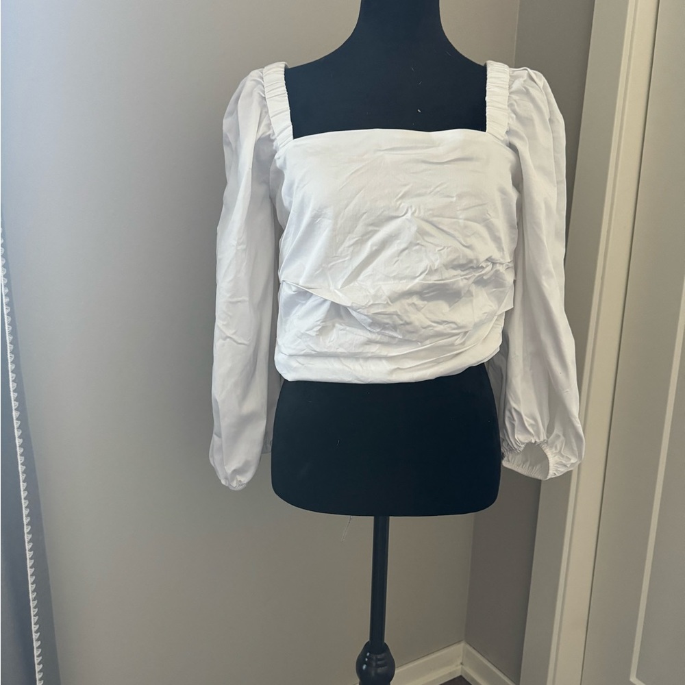 Veronica Beard White Puff Sleeve Top 8